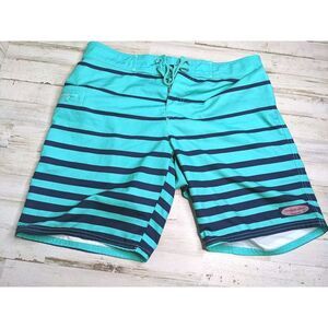 Vineyard Vines Board Shorts Sz‎ 32 Windward Stripe Aquinnah Aqua Green Blue Surf